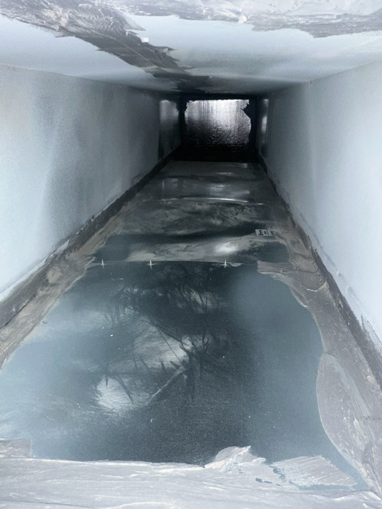 Clean air duct interior after professional cleaning